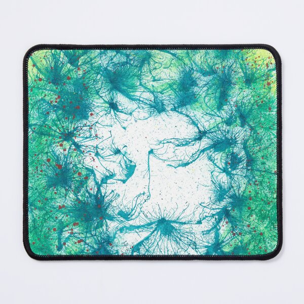 Item preview, Permaculture For Planet Earth #263 Original Hand-painted Abstract Painting Detail 1 In Teal Moss Green Lime Red Inspired By Gaia Spring Summer Mother Nature Forest Aquatic Plants Bohemian Boho Pattern designed and sold by Rainbow Artist Orlando L.