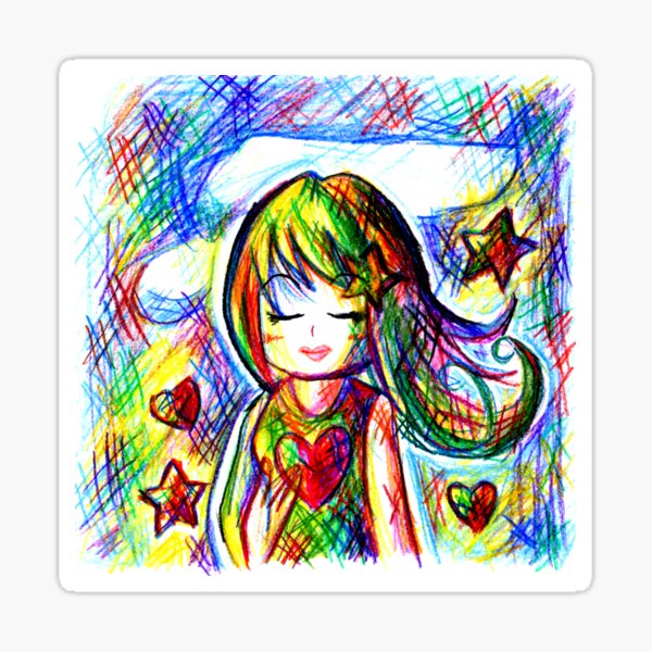 Self-Love Girl - Art by Kiyasu Oka (www.kiyasugreen.com) Sticker