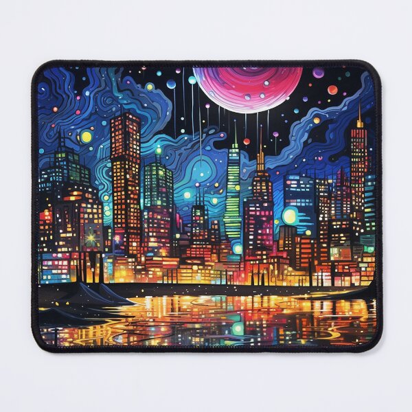 Item preview, City Buildings Painting With Bright Lights Moon Light designed and sold by MapleTArts.