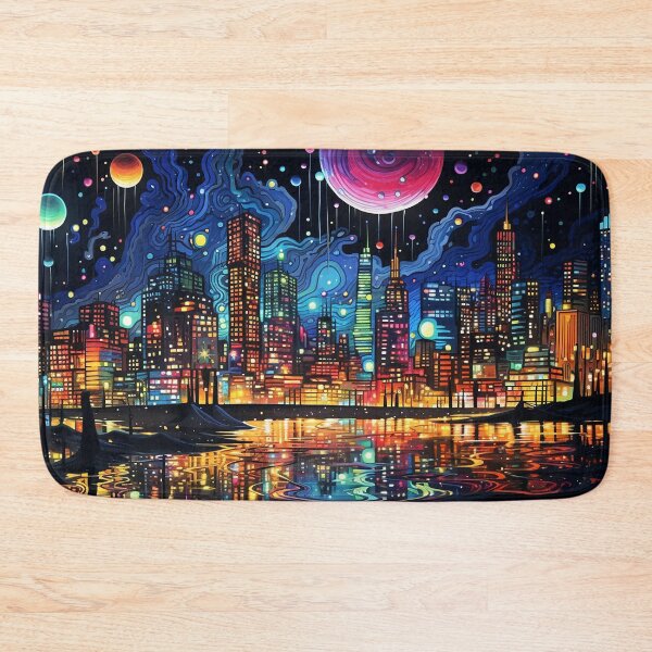 Item preview, City Buildings Painting With Bright Lights Moon Light designed and sold by MapleTArts.