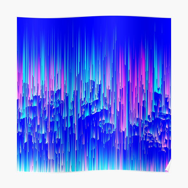 Neon Rain - Digital Abstract Poster
