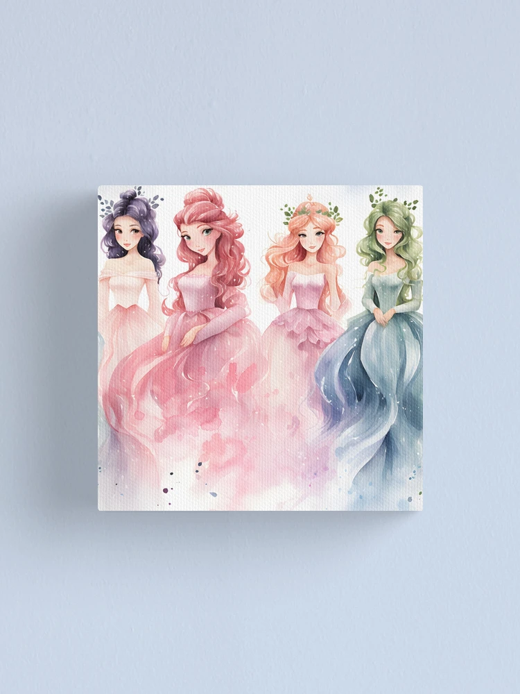Thumbnail 1 of 3, Canvas Print, Princesses Pattern 19 designed and sold by DigitalPatternx.