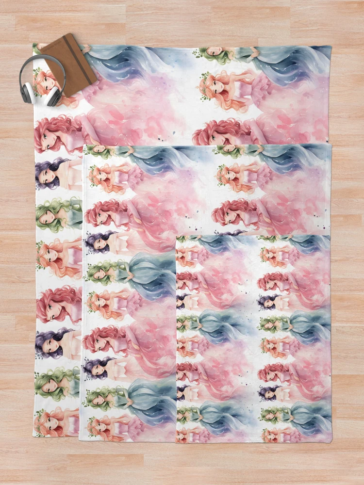Thumbnail 5 of 6, Throw Blanket, Princesses Pattern 19 designed and sold by DigitalPatternx.
