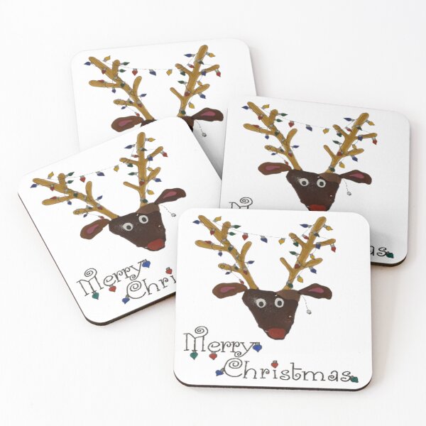 Item preview, Christmas sea glass reindeer with lights in antlers designed and sold by RockPaperArt.