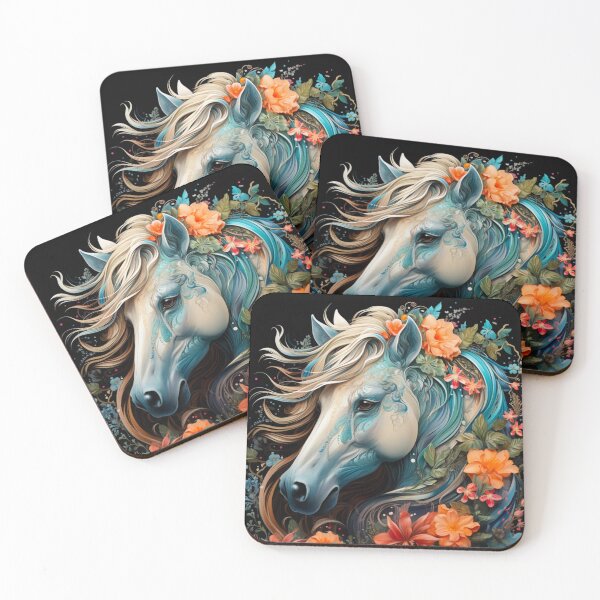 Item preview, Majestic white horse with flowers print designed and sold by PaperieJennifer.