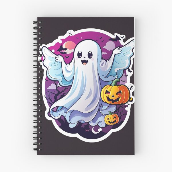 Item preview, Whimsical Haunts: Kawaii Ghost with Pumpkin Delights designed and sold by irosh madushan.