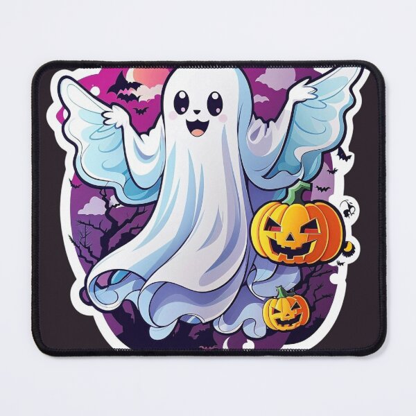 Item preview, Whimsical Haunts: Kawaii Ghost with Pumpkin Delights designed and sold by irosh madushan.