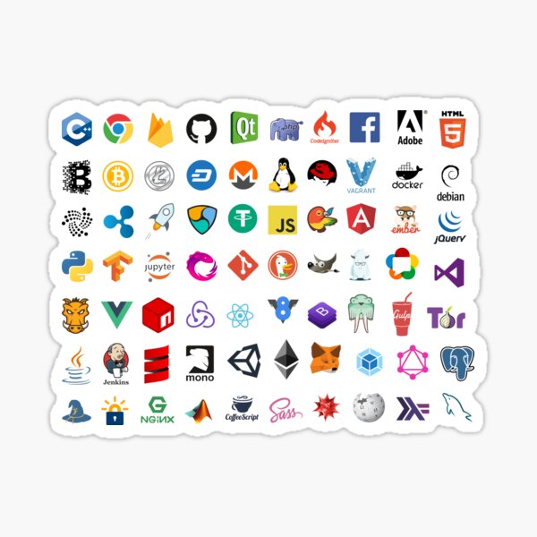 Icônes de développeur, logos de projets open source, sociétés web Sticker