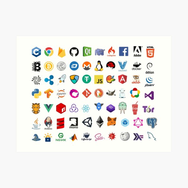 Developer icons, open source project logos, web companies Art Print