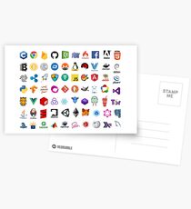Postales Iconos de desarrollador, logotipos de proyectos de código abierto, empresas web