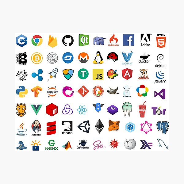 Developer icons, open source project logos, web companies Photographic Print