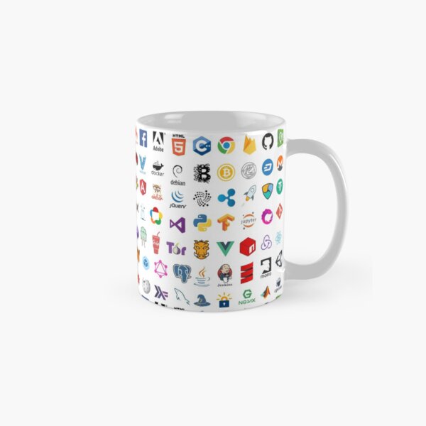 Iconos de desarrollador, logotipos de proyectos de código abierto, empresas web Taza clásica