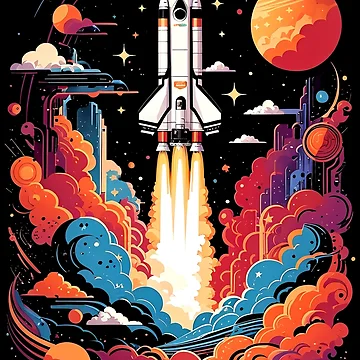 Artwork thumbnail, Colorful Rocketship by EdsanDesigns