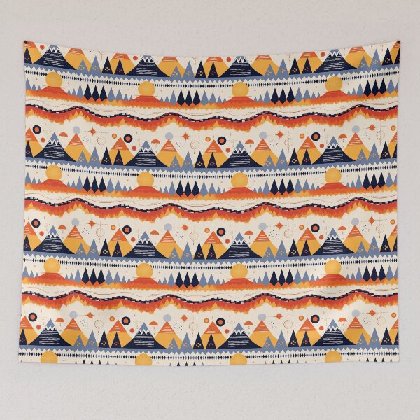Item preview, Southwest Colors Pattern Mountains Hills Sun Moon designed and sold by RoguePixel.