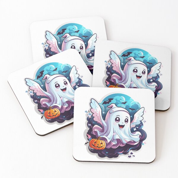 Item preview, Whimsical Haunts: Kawaii Ghost with Pumpkin Delights designed and sold by irosh madushan.