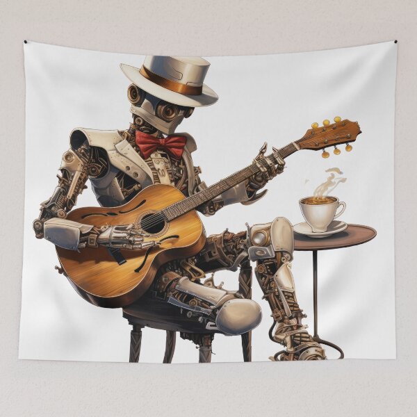 Item preview, Steam Powered Jazz Cafe Band Guitarist designed and sold by SteamJazzCafe.