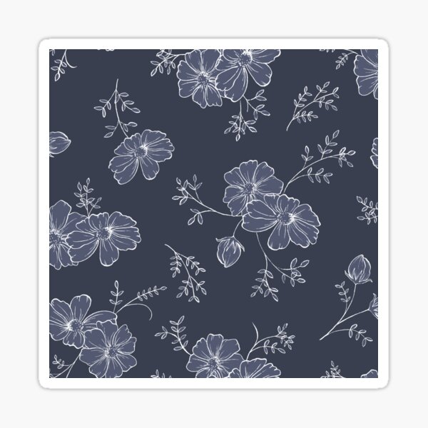 Item preview, cosmos floral, indigo designed and sold by Sara Frane.