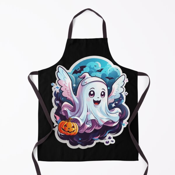 Item preview, Whimsical Haunts: Kawaii Ghost with Pumpkin Delights designed and sold by irosh madushan.
