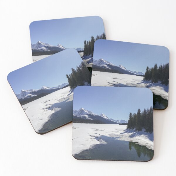 Item preview, Snowy Maligne Lake Amidst White Peaks designed and sold by rawshutterbug.