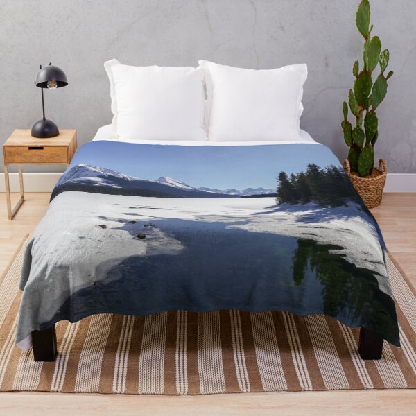 Item preview, Snowy Maligne Lake Amidst White Peaks designed and sold by rawshutterbug.