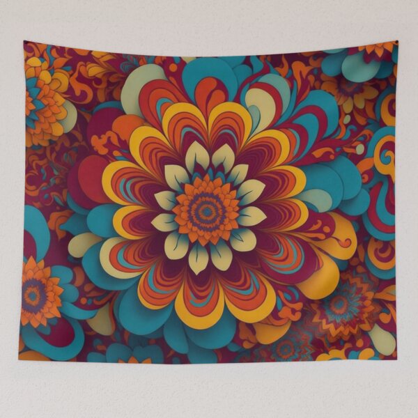 Item preview, Flower Power Colourful Flower Pattern designed and sold by druidwolfart.