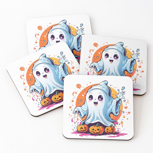 Item preview, Whimsical Haunts: Kawaii Ghost with Pumpkin Delights designed and sold by irosh madushan.