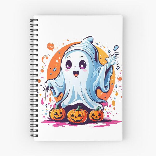 Item preview, Whimsical Haunts: Kawaii Ghost with Pumpkin Delights designed and sold by irosh madushan.