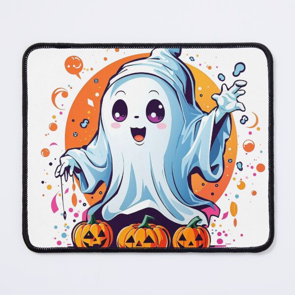 Item preview, Whimsical Haunts: Kawaii Ghost with Pumpkin Delights designed and sold by irosh madushan.