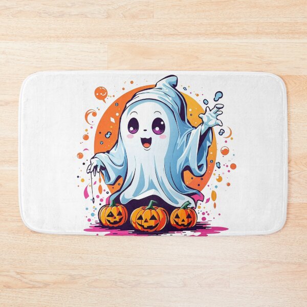 Item preview, Whimsical Haunts: Kawaii Ghost with Pumpkin Delights designed and sold by irosh madushan.