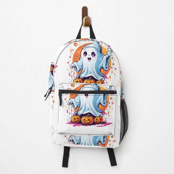 Item preview, Whimsical Haunts: Kawaii Ghost with Pumpkin Delights designed and sold by irosh madushan.
