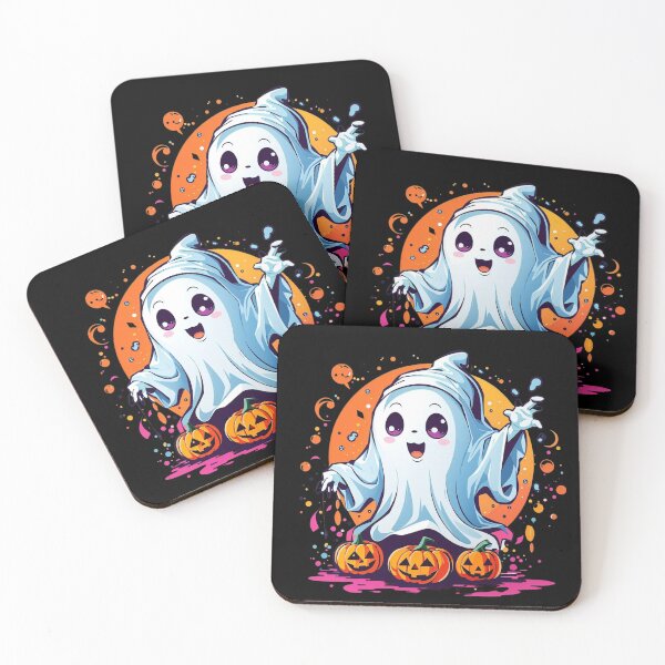 Item preview, Whimsical Haunts: Kawaii Ghost with Pumpkin Delights designed and sold by irosh madushan.