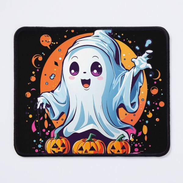 Item preview, Whimsical Haunts: Kawaii Ghost with Pumpkin Delights designed and sold by irosh madushan.