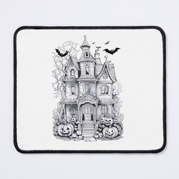Item preview, Cute Haunted House Outline Art with Halloween designed and sold by Noblegraphics.