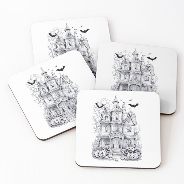 Item preview, Cute Haunted House Outline Art with Halloween designed and sold by Noblegraphics.