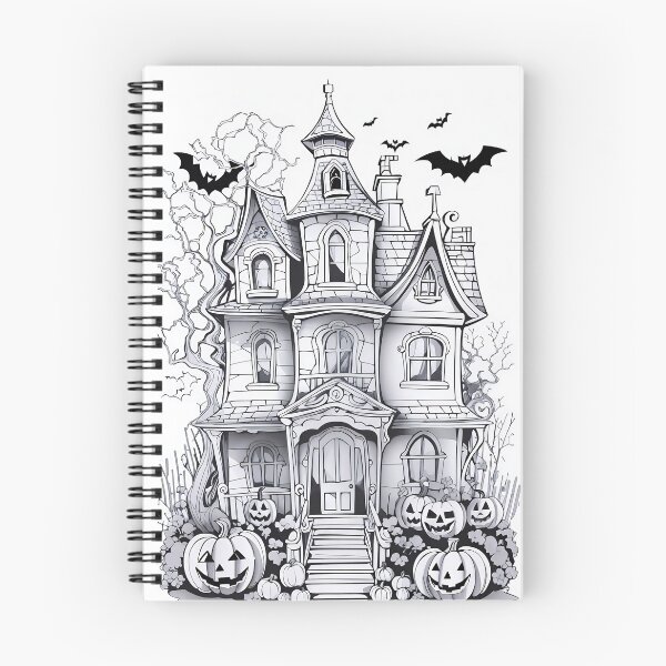 Item preview, Cute Haunted House Outline Art with Halloween designed and sold by Noblegraphics.