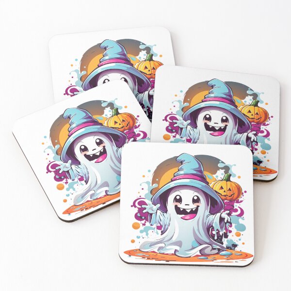 Item preview, Whimsical Haunts: Kawaii Ghost with Pumpkin Delights designed and sold by irosh madushan.