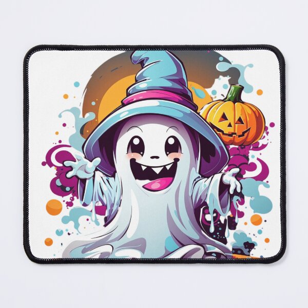 Item preview, Whimsical Haunts: Kawaii Ghost with Pumpkin Delights designed and sold by irosh madushan.