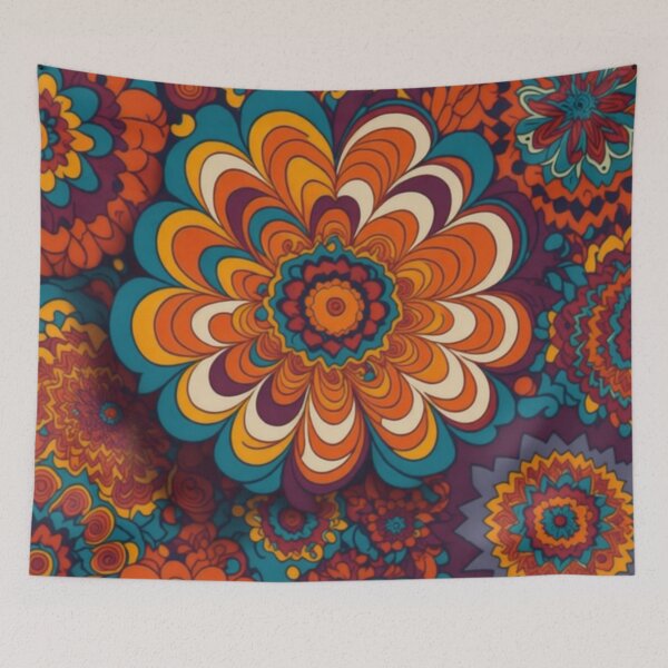 Item preview, Flower Power Colourful Flower Pattern designed and sold by druidwolfart.