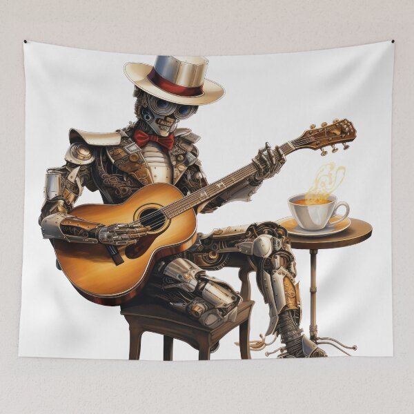 Item preview, Steam Powered Jazz Cafe Band Guitarist designed and sold by SteamJazzCafe.