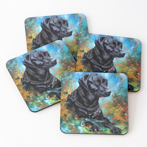 Item preview, Black Labrador Retriever Dog Painted Portrait designed and sold by purplesensation.