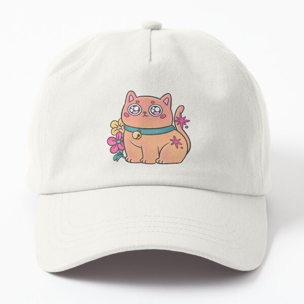 Zartes orangefarbenes Kätzchen mit Blumen Dad Hat