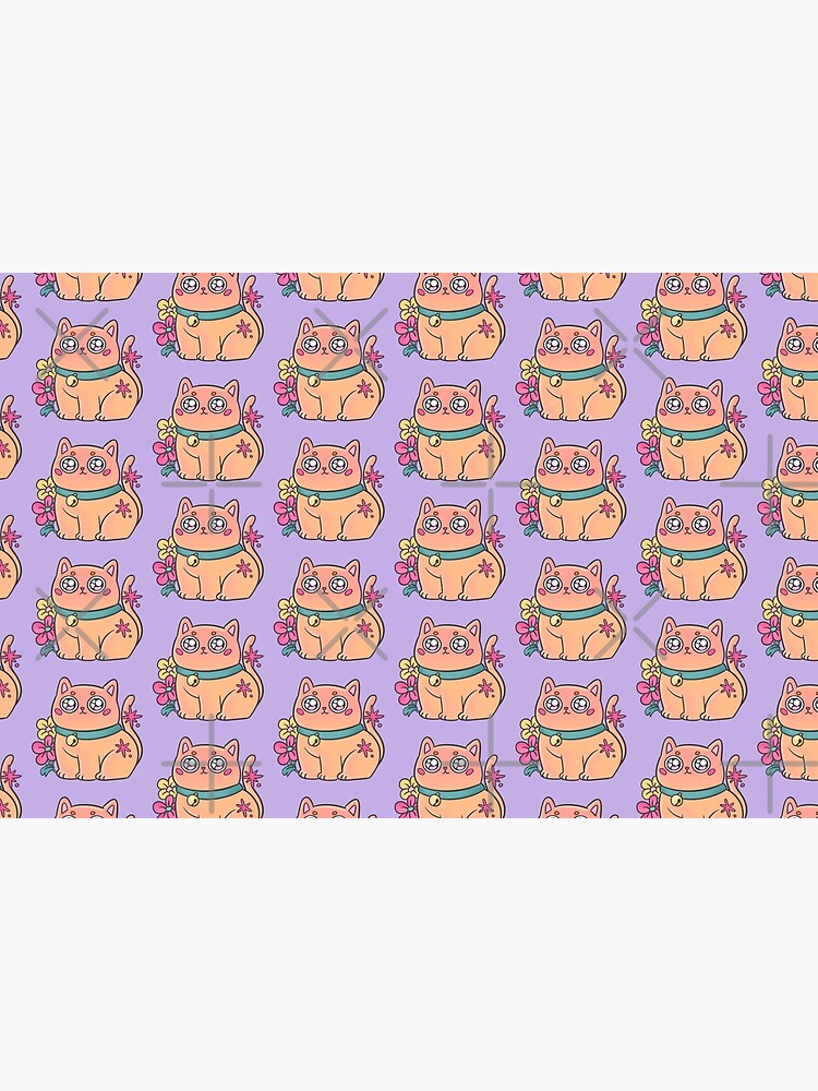 Disover Cute orange chubby kitten with flowers | Bath Mat