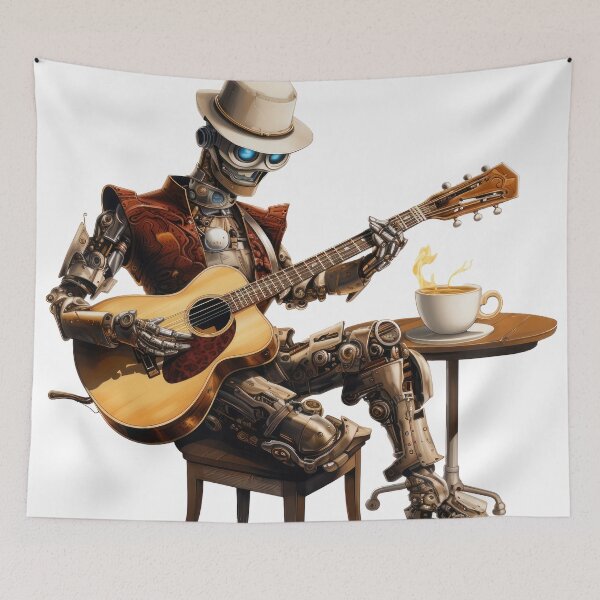 Item preview, Steam Powered Jazz Cafe Band Guitarist designed and sold by SteamJazzCafe.