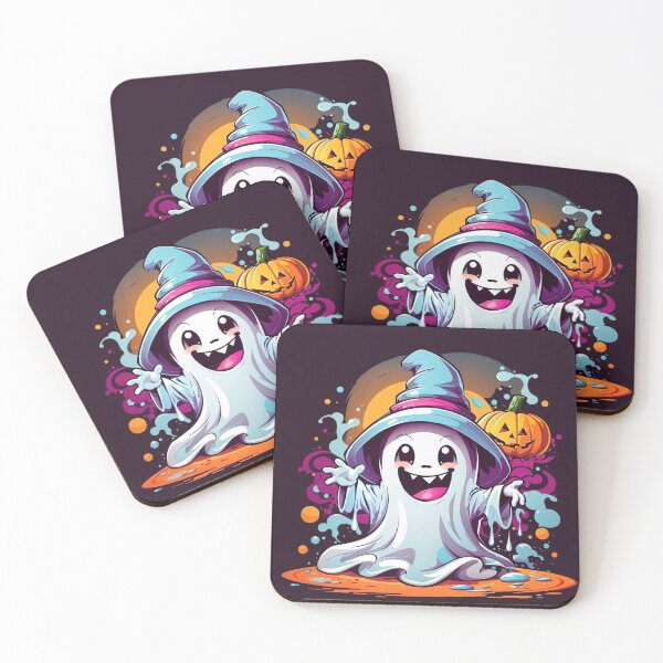 Item preview, Whimsical Haunts: Kawaii Ghost with Pumpkin Delights designed and sold by irosh madushan.