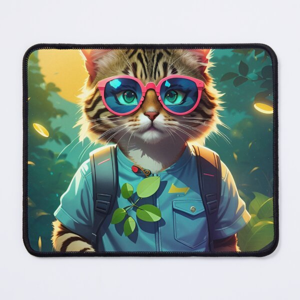 Item preview, Cat with shades sporting a jacket and backpack designed and sold by AmmarTabby.