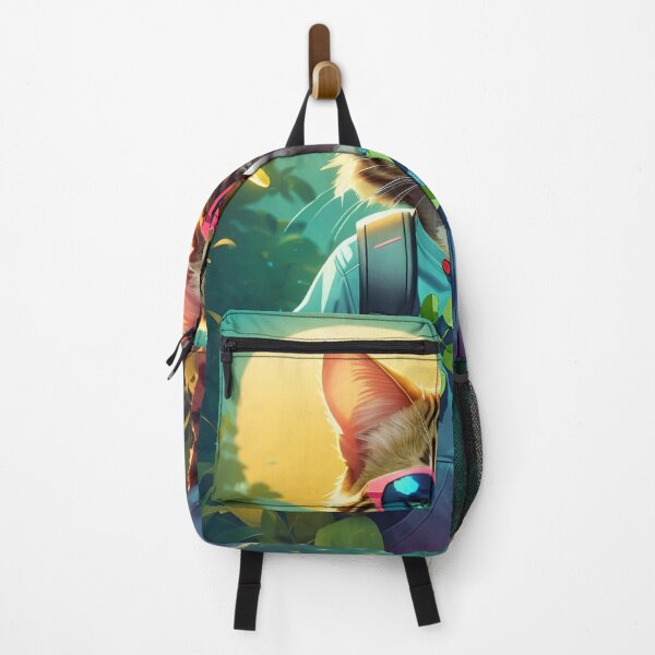 Item preview, Cat with shades sporting a jacket and backpack designed and sold by AmmarTabby.