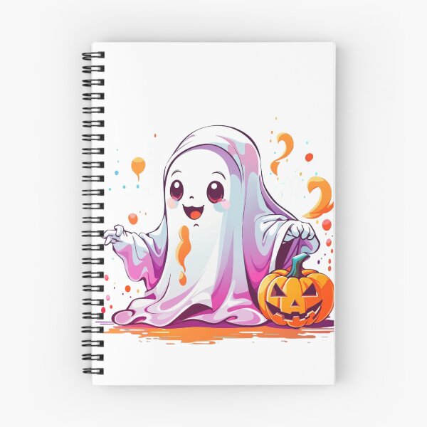 Item preview, Whimsical Haunts: Kawaii Ghost with Pumpkin Delights designed and sold by irosh madushan.