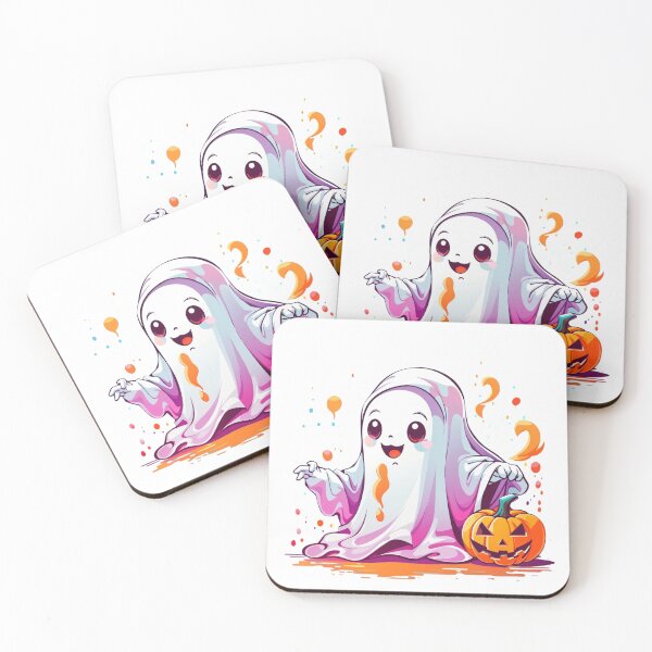 Item preview, Whimsical Haunts: Kawaii Ghost with Pumpkin Delights designed and sold by irosh madushan.