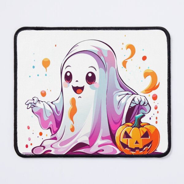 Item preview, Whimsical Haunts: Kawaii Ghost with Pumpkin Delights designed and sold by irosh madushan.