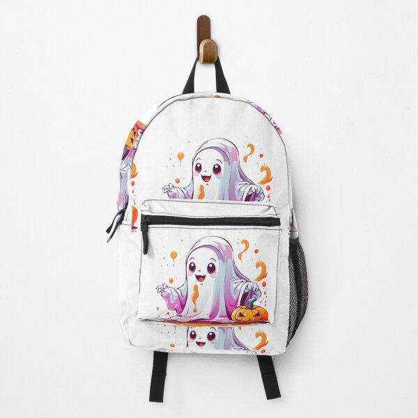 Item preview, Whimsical Haunts: Kawaii Ghost with Pumpkin Delights designed and sold by irosh madushan.